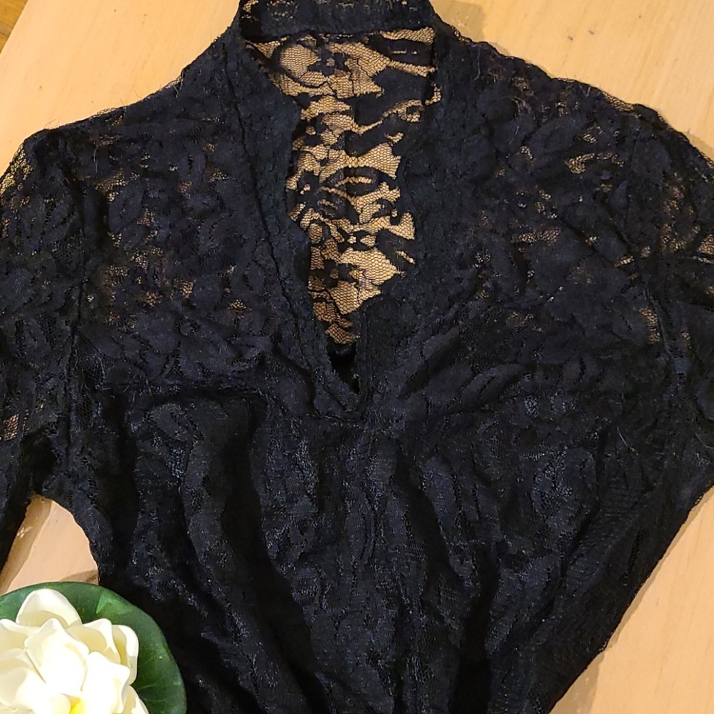 Black lace mini dress